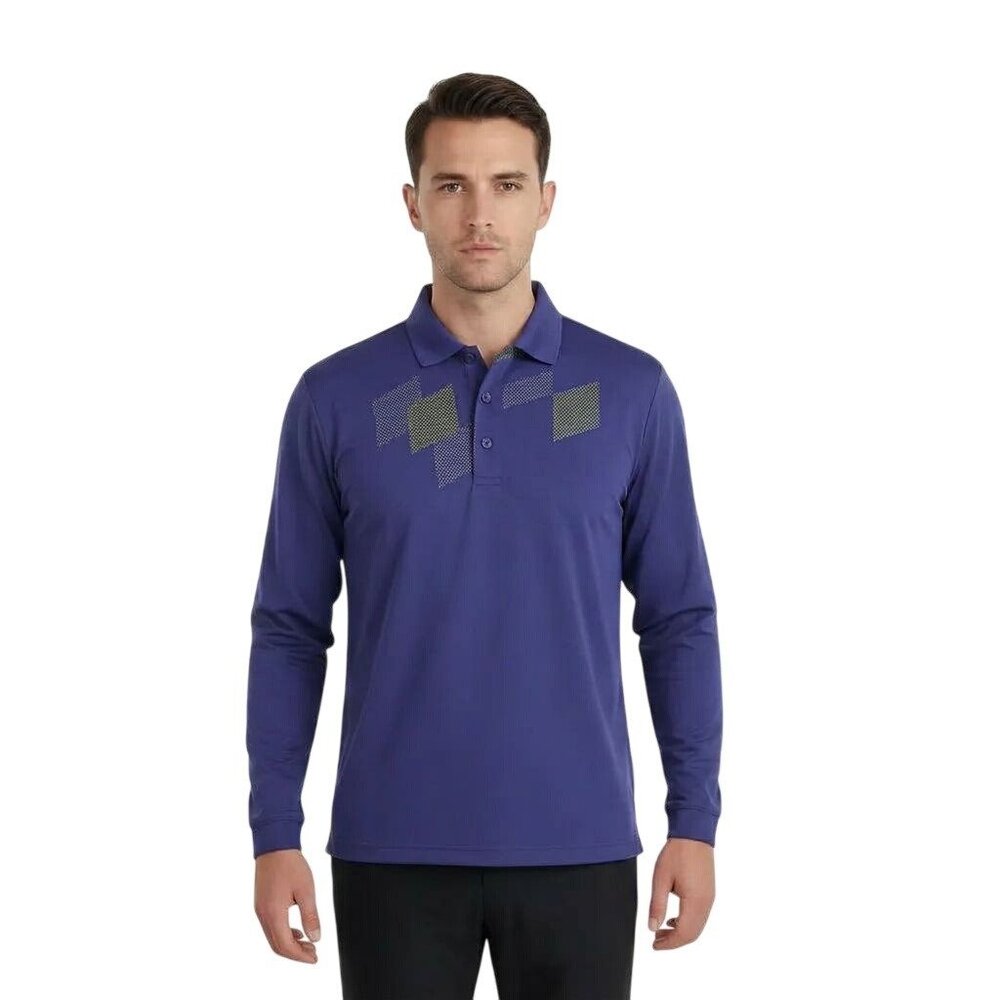 Page & Tuttle Men's Cool Swing Long Sleeve Golf Shirt Blue Size Medium